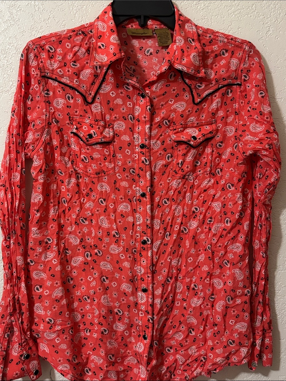 Coral Paisley Western pearl snap wrangler